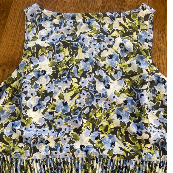 J. Jill Womens Medium Granite Water Floral Chiffon Dress Accordion Pleated Knee - Picture 9 of 10